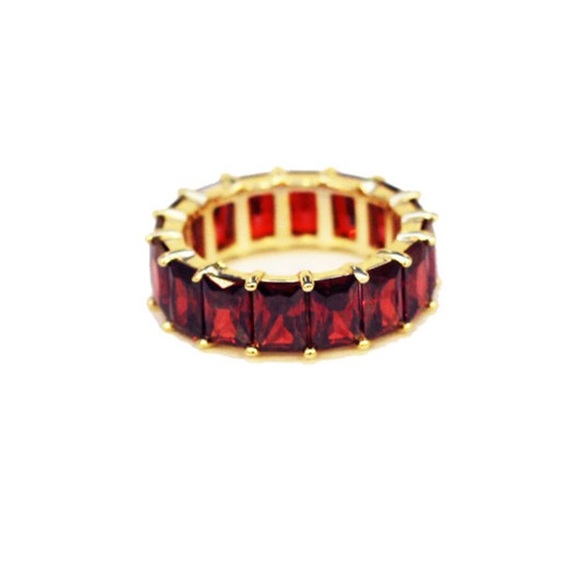 Red Eternity Ring Sterling Silver Gold Plated - Picture 4 of 4